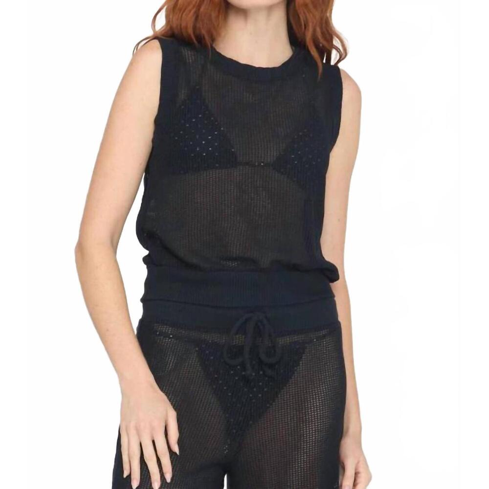NEW PROJECT SOCIAL T soleil mesh tank in black